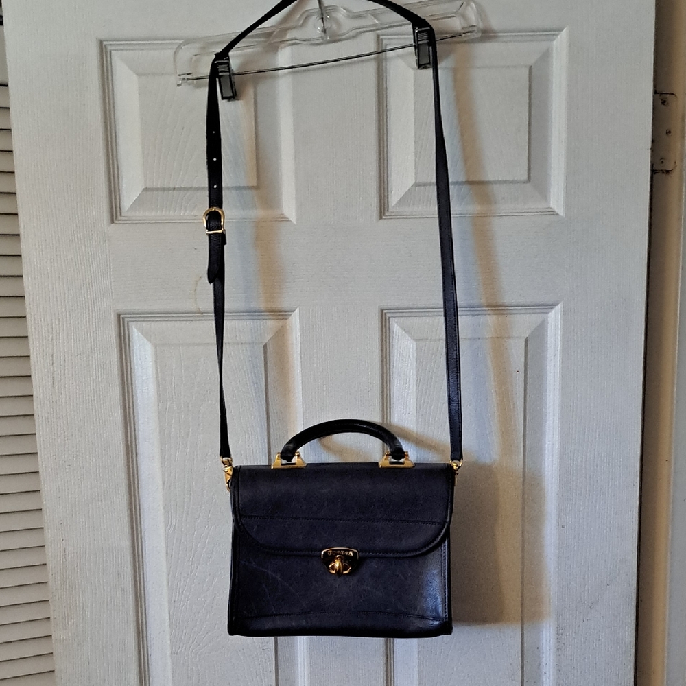 Chic Navy Blue Leather  Bag